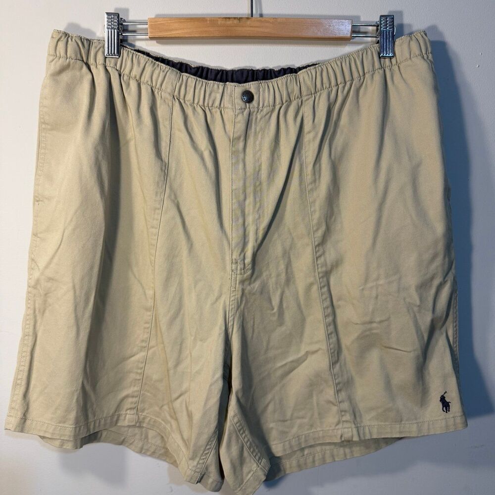 Polo Ralph Lauren Vintage 90s Above Knee Shorts Beige Cotton, Sz XXL